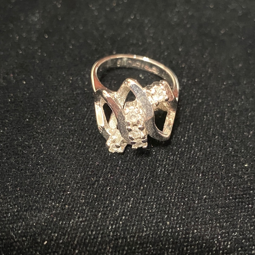 Vintage Sterling Ring with Crystal Accents